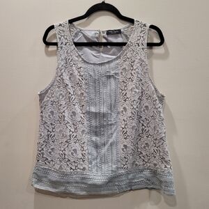 Eden Society Gray Stitch Fix Sleeveless Lined Violie Lace Overlay Blouse - XL